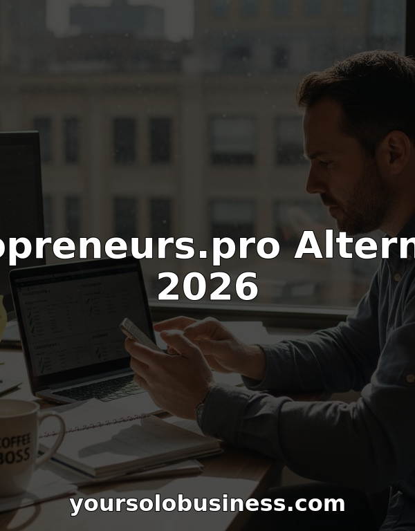 Solopreneur at cluttered urban office desk