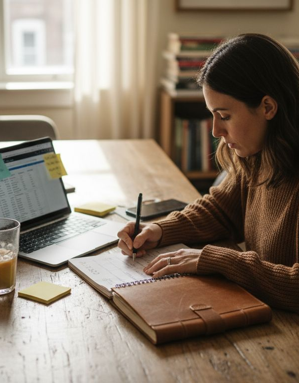 Solopreneur creating business planning checklist