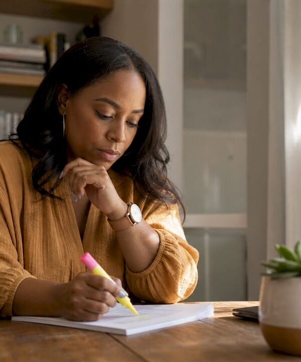 Woman working on affiliate marketing laptop