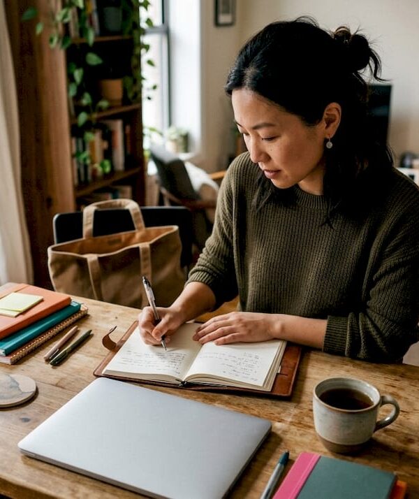 Solo founder working at home office desk