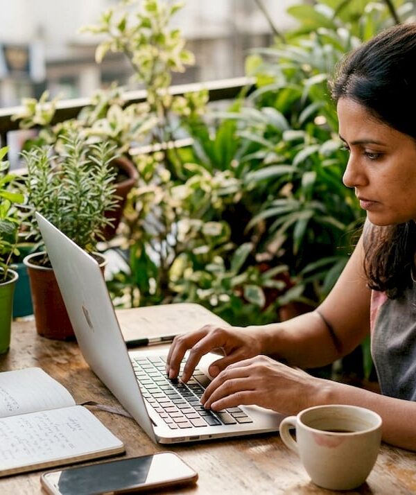 Solo entrepreneur working on automation in home office