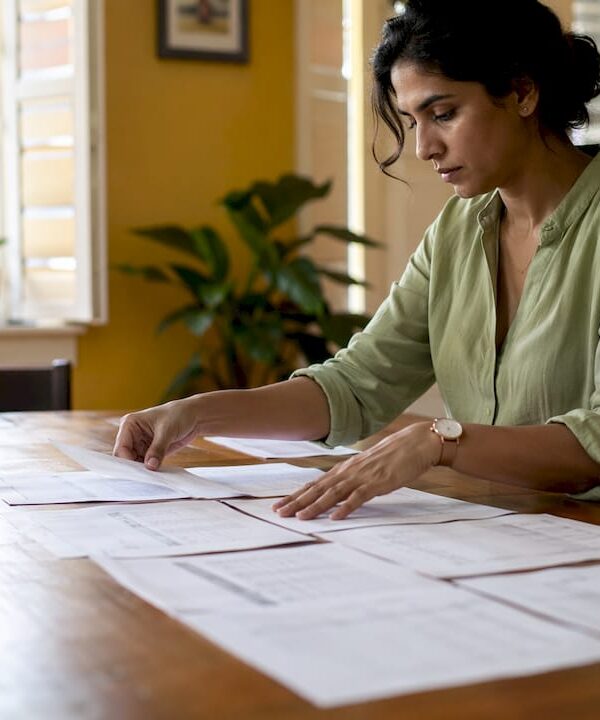 Freelancer reviewing pricing strategy papers