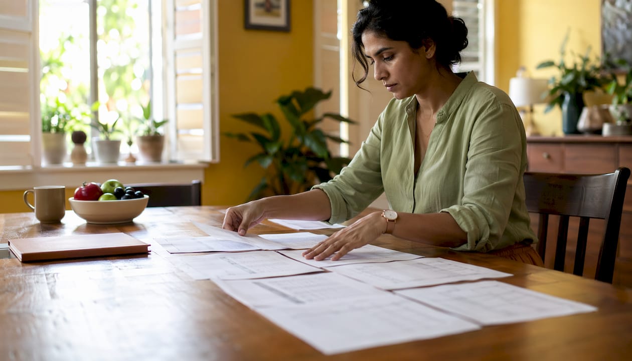 Freelancer reviewing pricing strategy papers