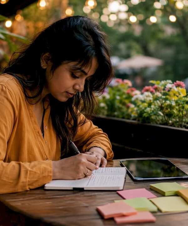 Freelancer working on skill monetization at home