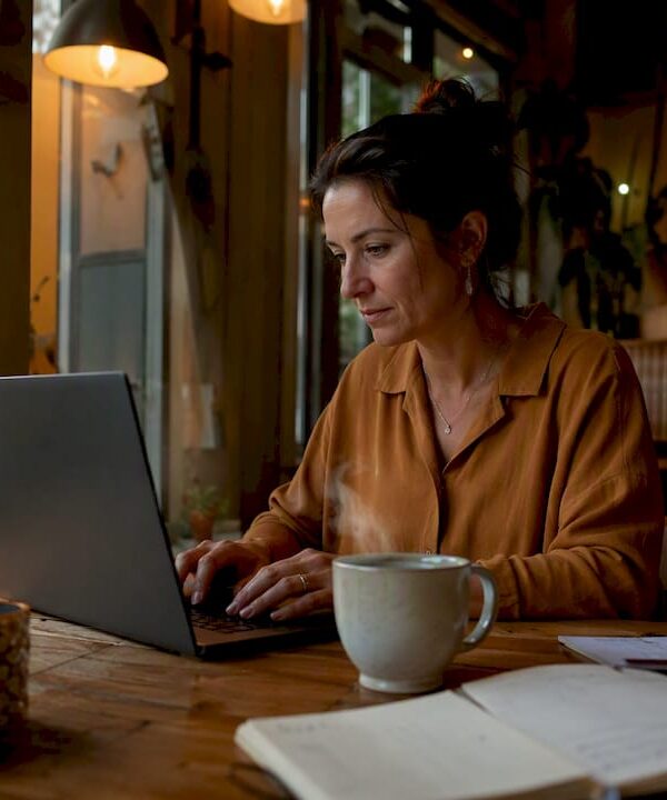 Solopreneur working on email marketing at home