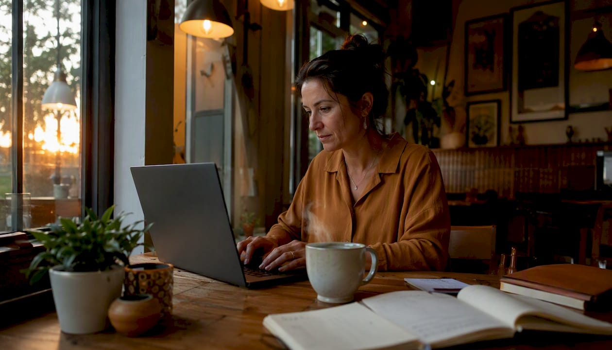 Solopreneur working on email marketing at home