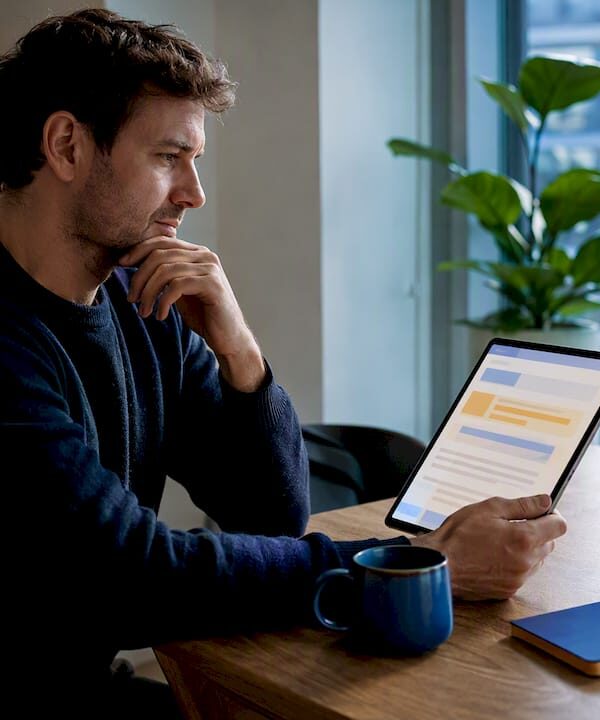 Solo consultant reviewing an AI search answer