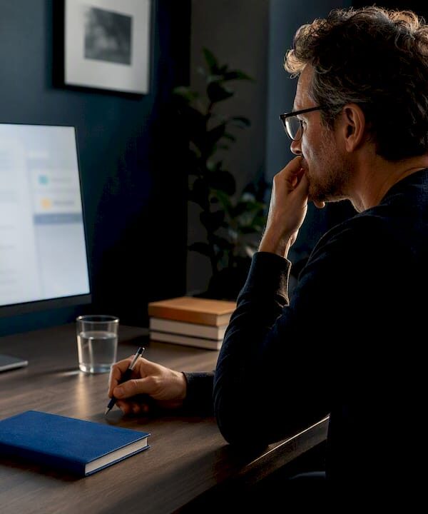 Solo consultant reviewing AI source citations