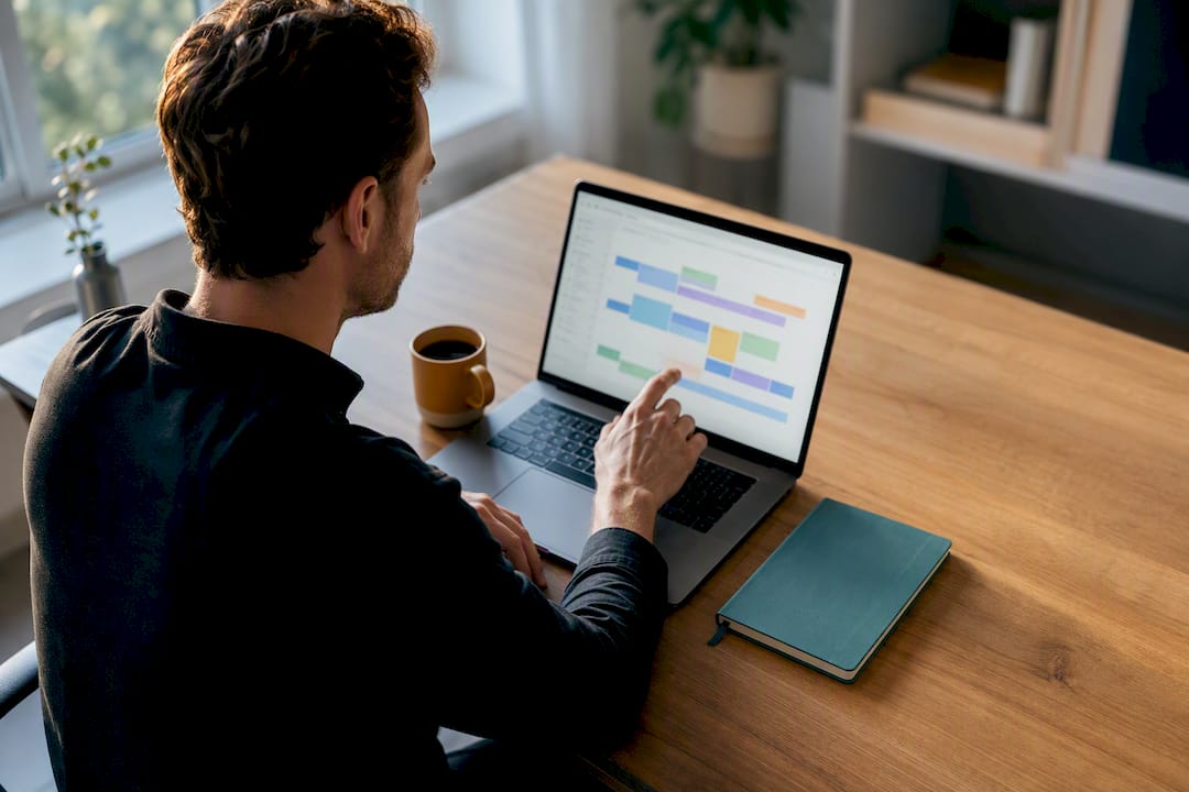 Solopreneur reviewing an AI daily schedule